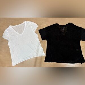 Free People Short Sleeve V-Neck Tees - 1 Black (XS) and 1 White (L)